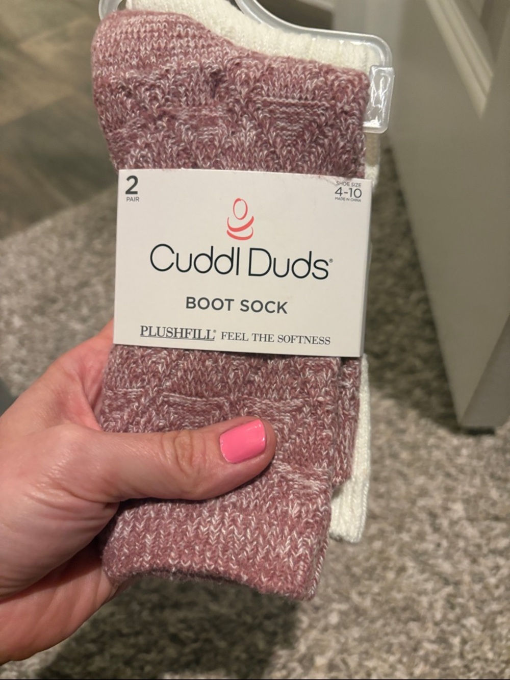 FREE in bundle Cuddl Duds Plushfill Boot Socks in Dusty Rose & Cream (2-Pack)